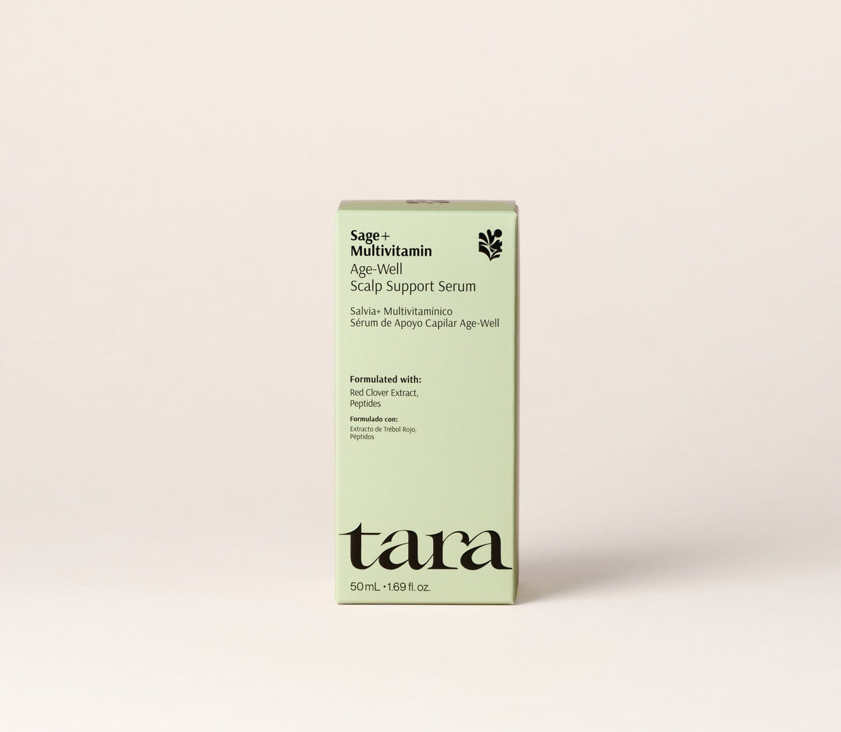 The serum carton, printed with red clover extract and peptides
